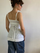 Top Vintage Y2K White Ruffle Spaghetti Strap Women – XS