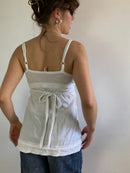 Top Vintage Y2K White Ruffle Spaghetti Strap Women – XS