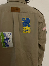 Autumn Style Brown/Grey Jacket - Patches Front & Back – M