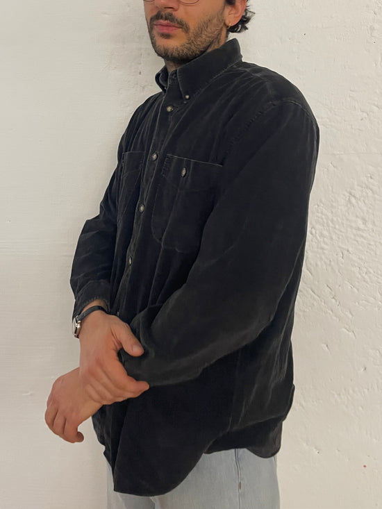 Vintage HAZARD Regular Fit Shirt Black Long Sleeve – L