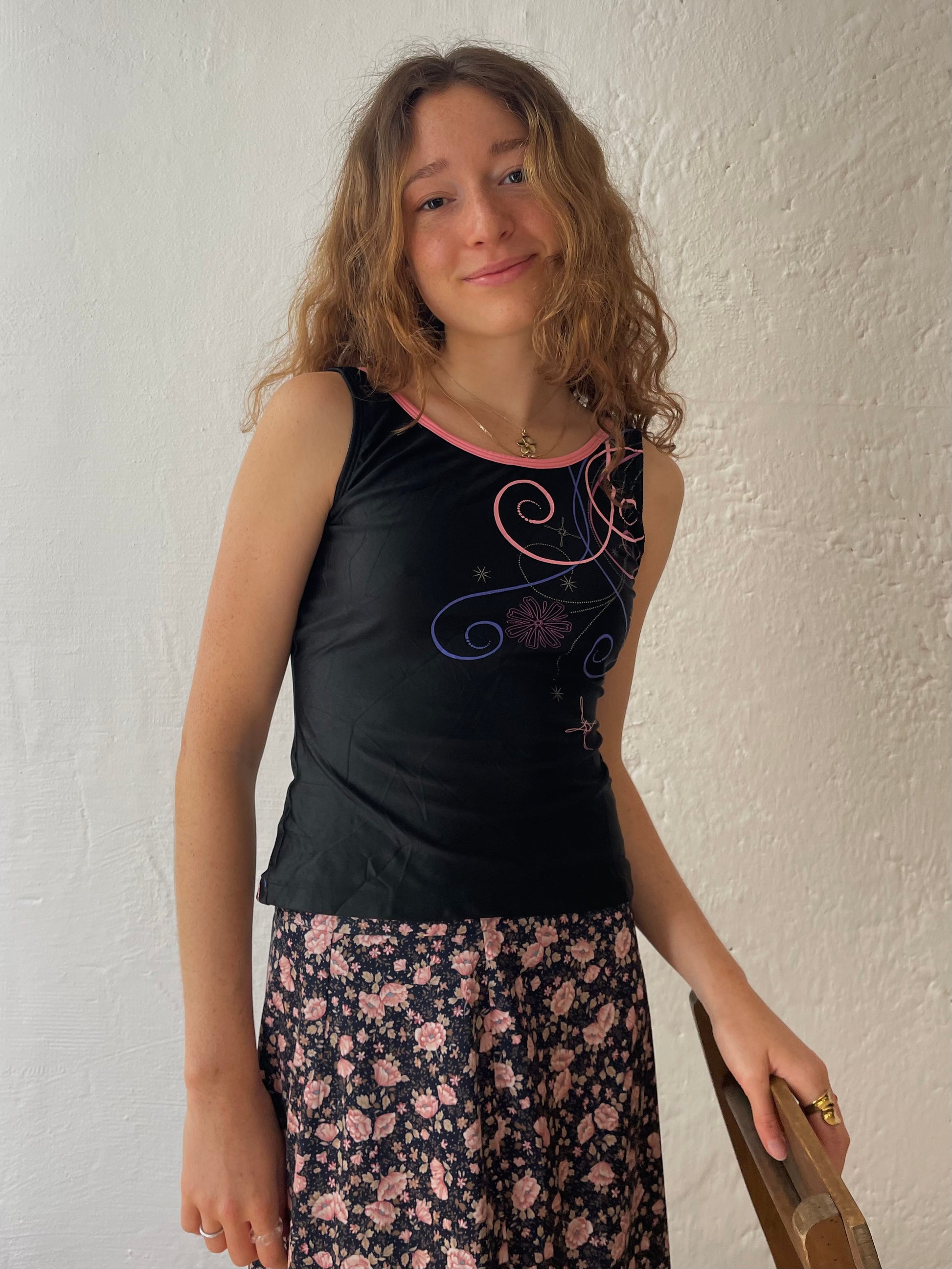 Schwarze Top mit pinken Highlights S - Kleiderhaufen - Default Title