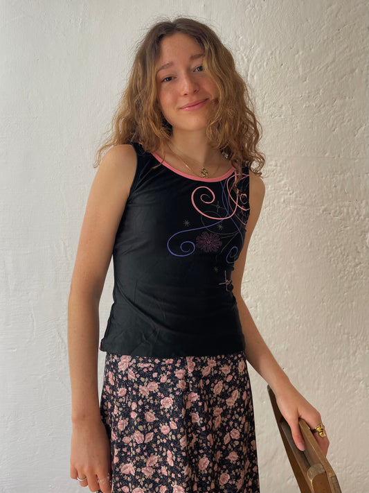 Schwarze Top mit pinken Highlights S - Kleiderhaufen - Default Title