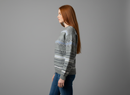 Gemusterter Strickpullover in Grau und Blau