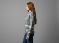 Gemusterter Strickpullover in Grau und Blau