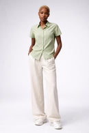 Full body view of the model wearing hemd