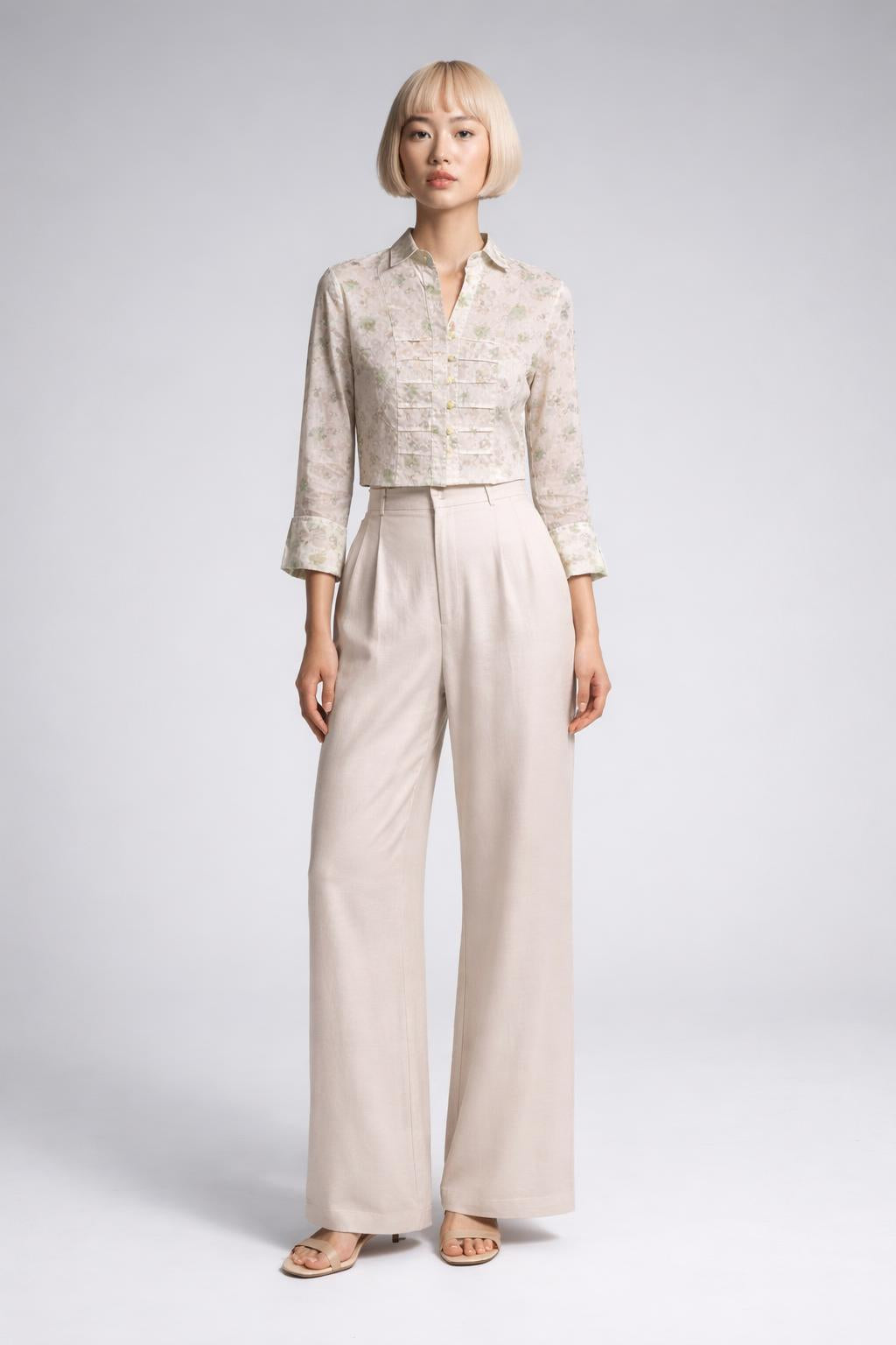 Blouse Shirt with Front Buttons 3/4 Sleeve – S/M