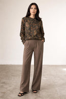 Vintage Blouse Patterned Shirt Long Sleeve – M