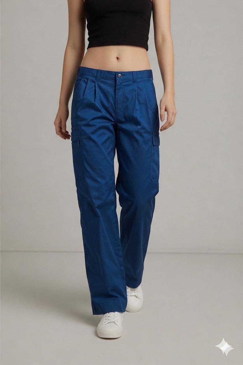 Pants Blue Cargo Multi-Pocket Unisex