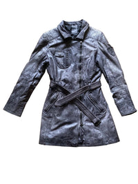 Guess Ledermantel in Grau - Damen Trenchcoat mit Gürtel