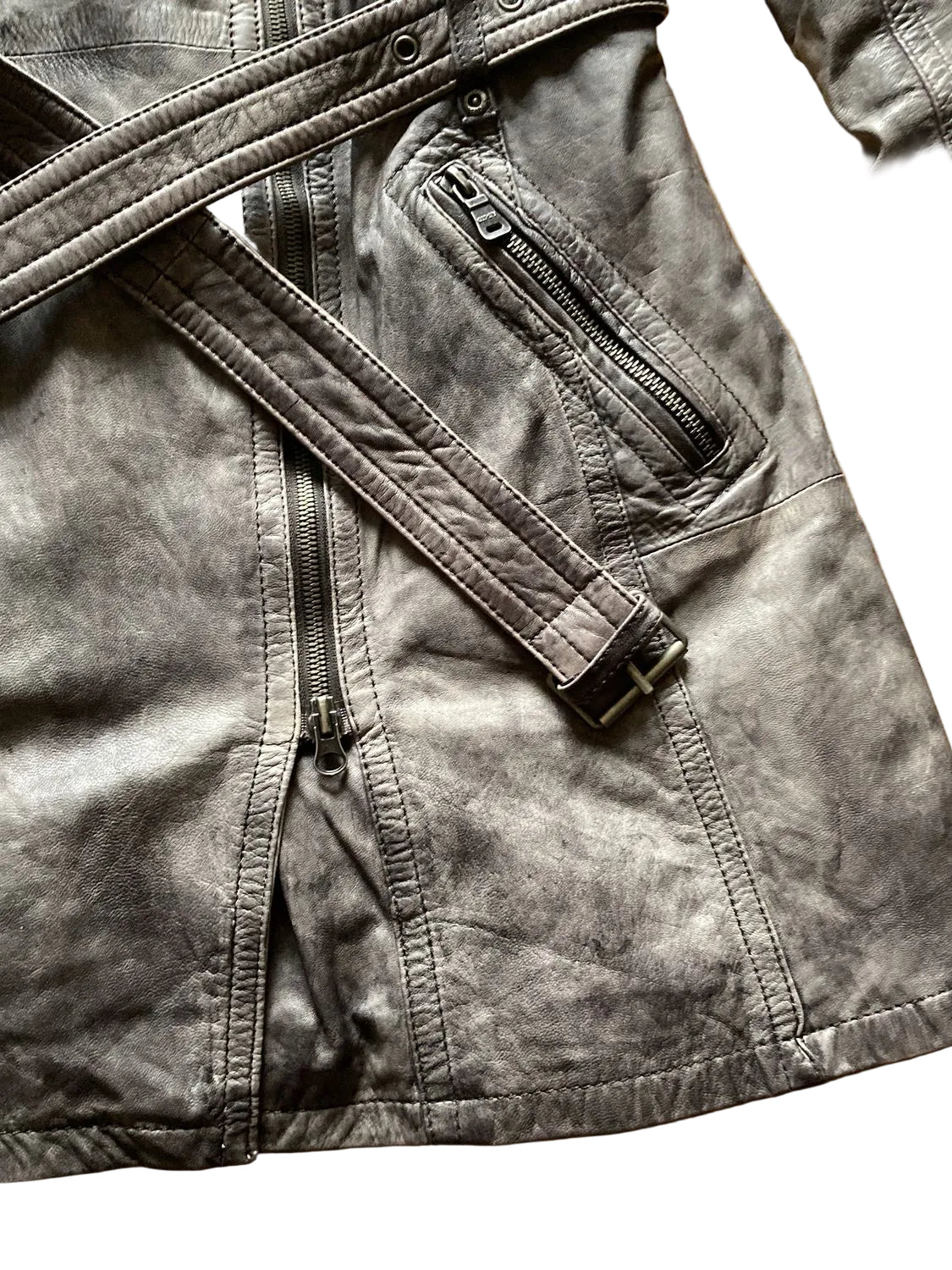 Guess Ledermantel in Grau - Damen Trenchcoat mit Gürtel