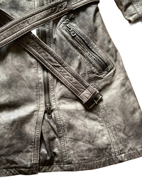 Guess Ledermantel in Grau - Damen Trenchcoat mit Gürtel