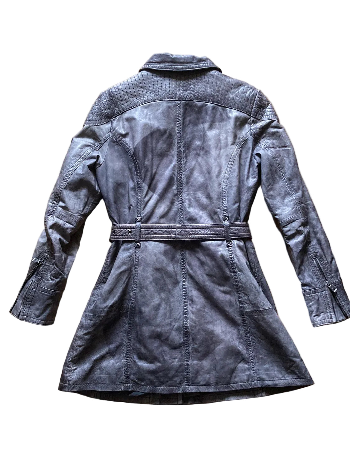 Guess Ledermantel in Grau - Damen Trenchcoat mit Gürtel