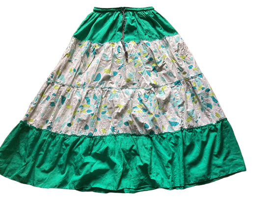 Skirt Long Tiered Skirt Floral Green – M