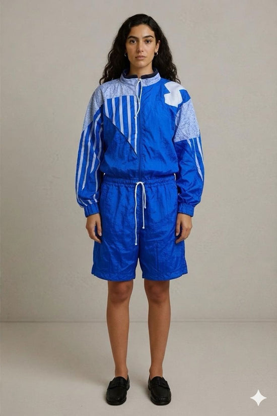 Vintage Tracksuit Blue White Retro Sportswear – M