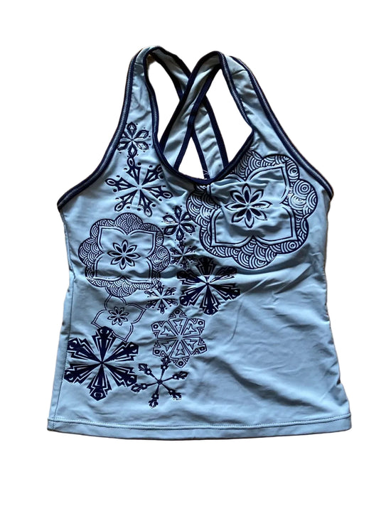 Top Light Blue Snowflake Sport Top Cross Shoulder Strap – S/M