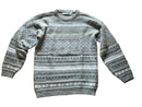 Gemusterter Strickpullover in Grau und Blau