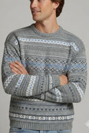 Gemusterter Strickpullover in Grau und Blau