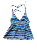 Tankini Striped Halterneck Swimdress Blue Green Pattern – M