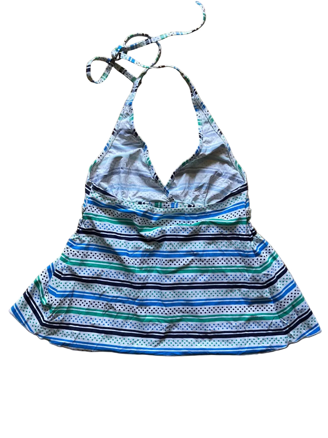 Tankini Striped Halterneck Swimdress Blue Green Pattern – M