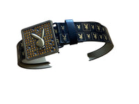 Playboy Gürtel Schwarz mit Strass-Schnalle und Logo-Muster