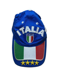 Italien Fan-Kappe Blau mit Flagge und 4 Sternen d