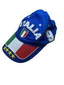 Italien Fan-Kappe Blau mit Flagge und 4 Sternen d