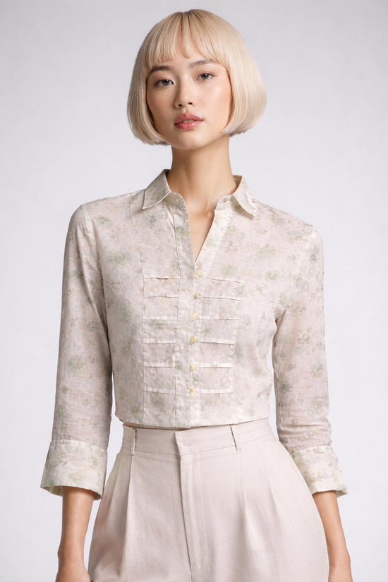 Blouse Shirt with Front Buttons 3/4 Sleeve – S/M